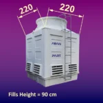 ابعاد برج خنک کننده 150 تن به همراه ارتفاع پکینگ